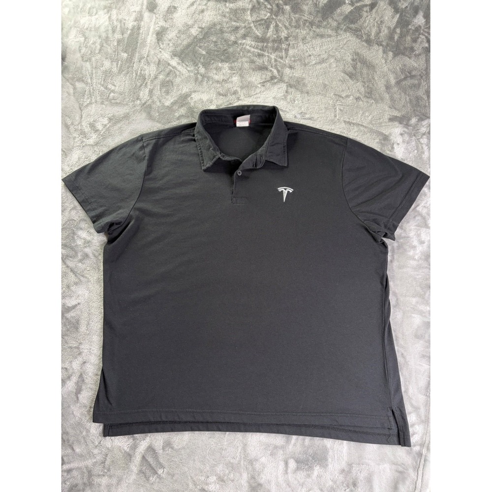 Tesla Corporate Employee Apparel Mens 2X Black Polo Three-button Placket